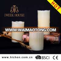 Dripping Style Real Wax Flickering Flameless LED Candle with 10 Keys Remote (On/Off, Timer, Dimmer)